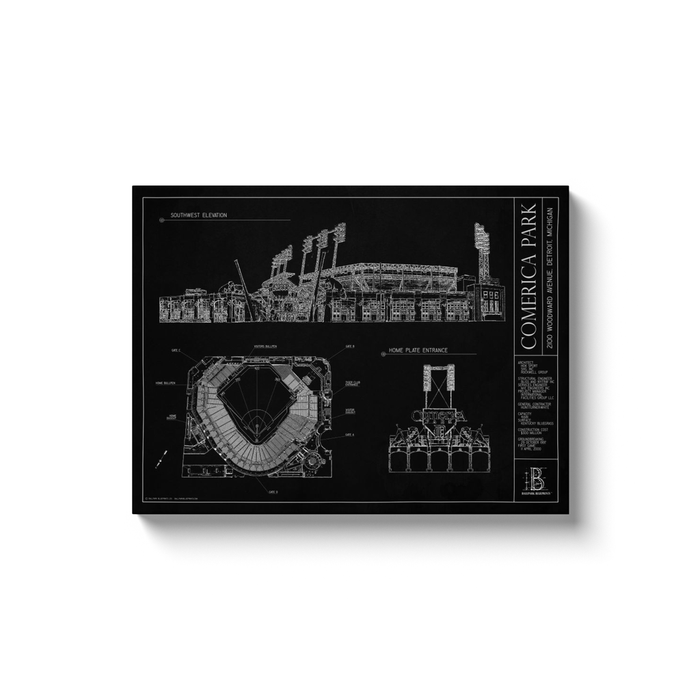 Comerica Park 18x24" Canvas Wrap - Black