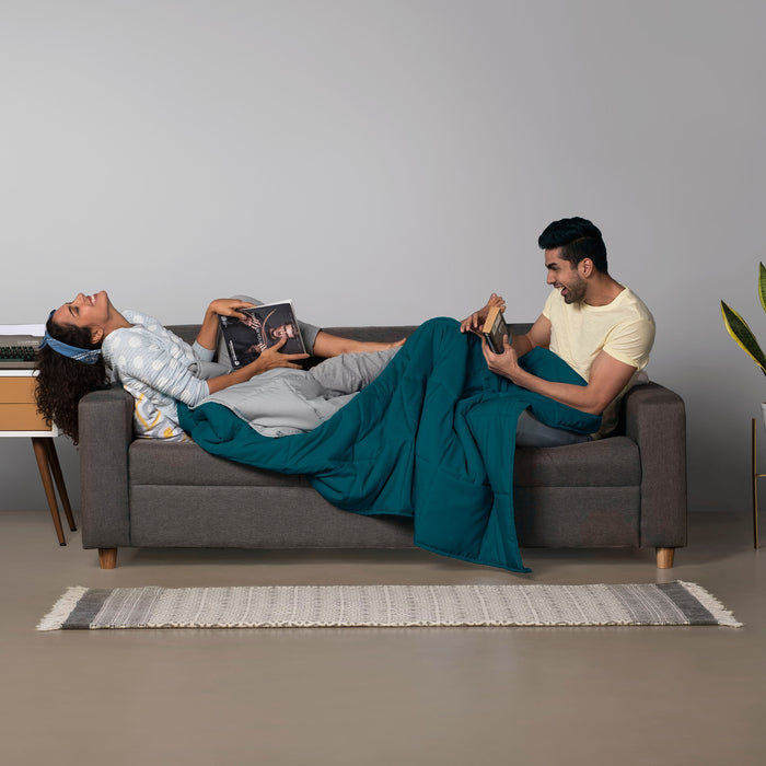 Comforter|Reversible|Microfiber|Comforter|Deep|Teal|And|Ash|Grey|