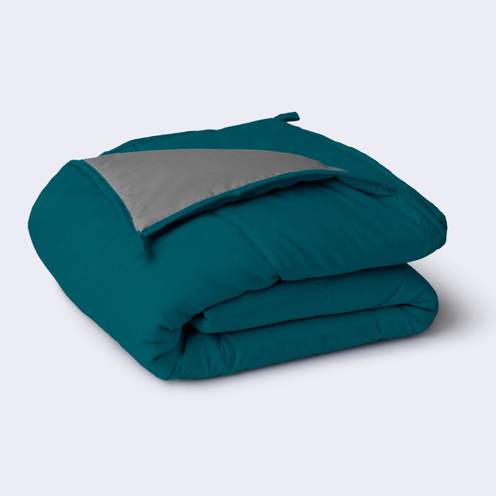 Comforter|Reversible|Microfiber|Comforter|Deep|Teal|And|Ash|Grey|