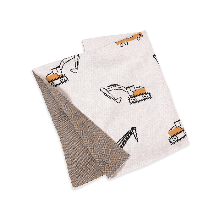 Construction Trucks - Jacquard Sweater Knit Baby Blanket (Organic Cotton)
