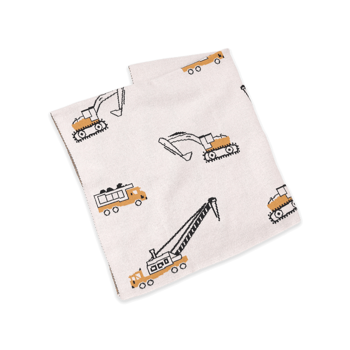Construction Trucks - Jacquard Sweater Knit Baby Blanket (Organic Cotton)