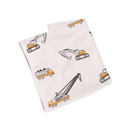 Construction Trucks - Jacquard Sweater Knit Baby Blanket (Organic Cotton)