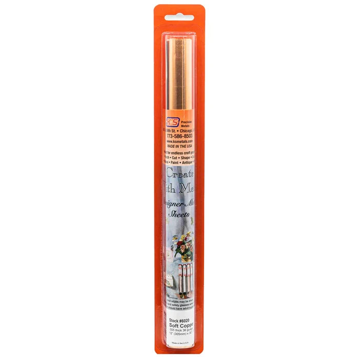 Copper Crafting Foil: 0.005" Thick x 12" Wide x 30" Long (1 Roll) #6020