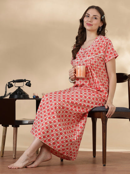 Coral pure cotton lightweight sleepwear for women online