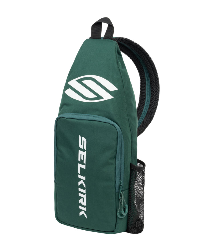 Forest Green Selkirk Core Line Pickleball Sling Bag with front pocket and mesh side pocket