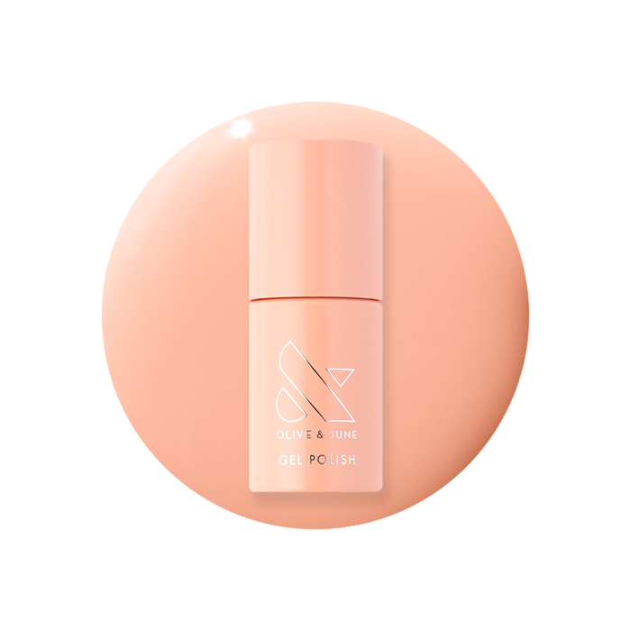 CS - Gel bottle shown in a soft coral peach shade for a fresh, petal-soft gel polish manicure look at home