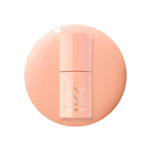 CS - Gel bottle shown in a soft coral peach shade for a fresh, petal-soft gel polish manicure look at home