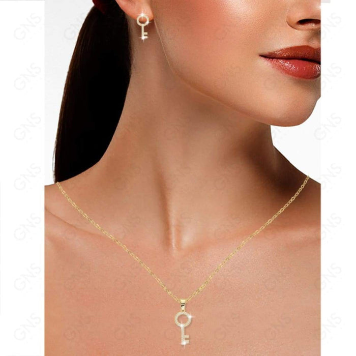 Cubic Zirconia Key Necklace - ikatehouse