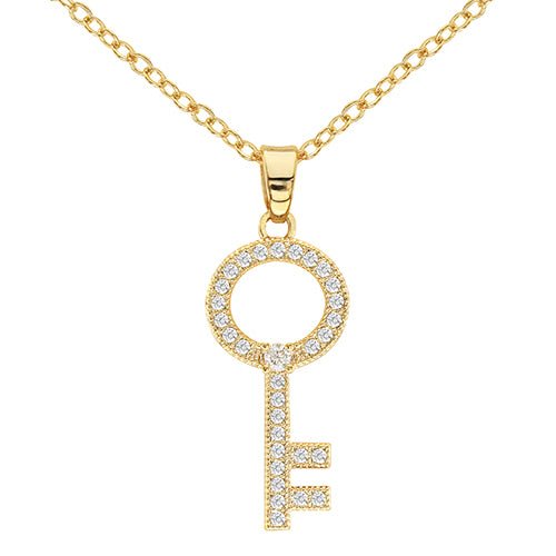Cubic Zirconia Key Necklace - ikatehouse