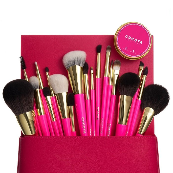 CUCUTASANGELS ESSENTIALS - Set 19 Pensule Cu Pouch Roz - skinseen.ro