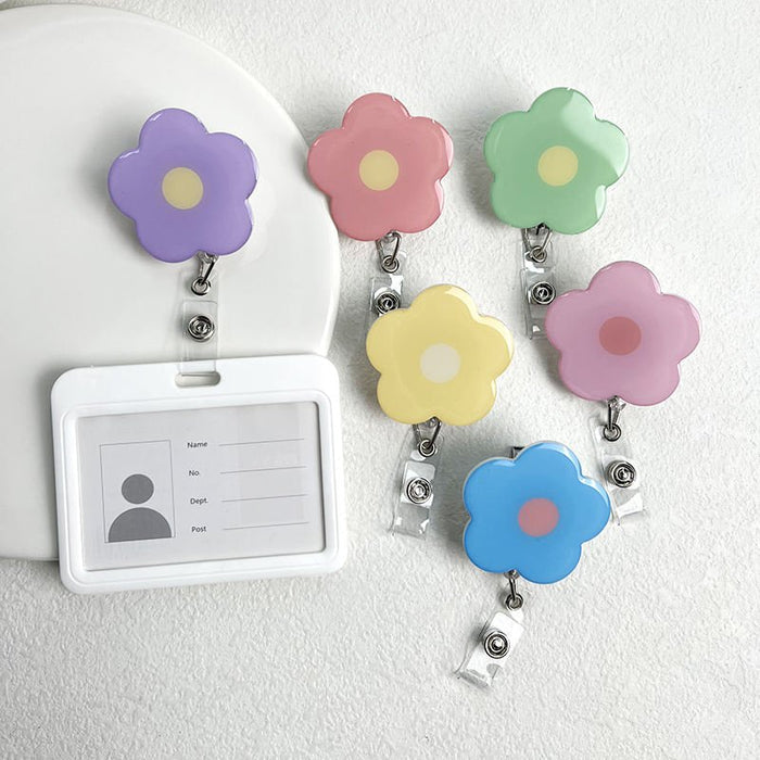 Daisy Retractable Badge Reel - Purple with Yellow Centre - Get Scrubbed