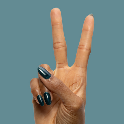 Dancing Green - Gel deep emerald green gel polish manicure on medium-length rounded nails by Olive and June