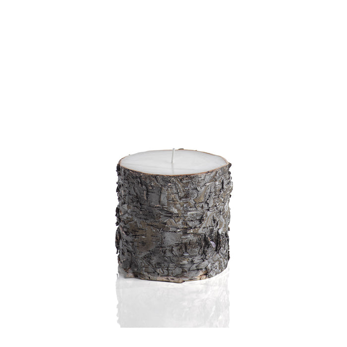 Dark Birchwood Wrapped Pillar Candle