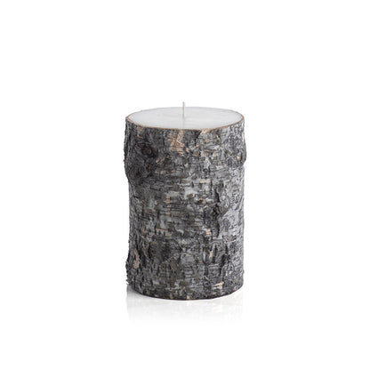 Dark Birchwood Wrapped Pillar Candle