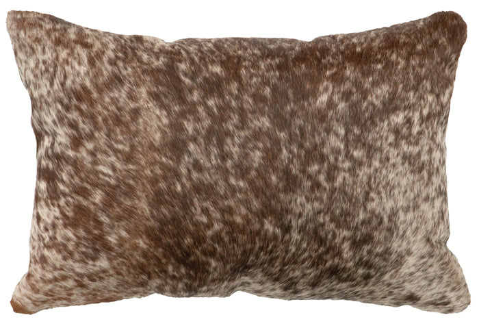 Dark Brown Speckled Hair on Hide Pillow - 12x18 - Fabric Back