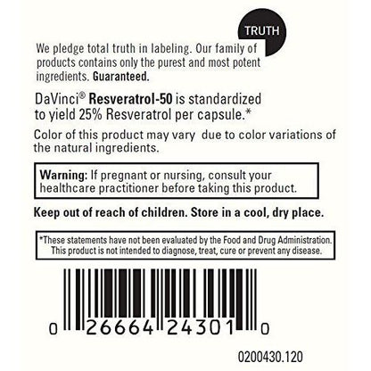 DaVinci Laboratories Resveratrol - 50 120 Caps - The Oasis of Health