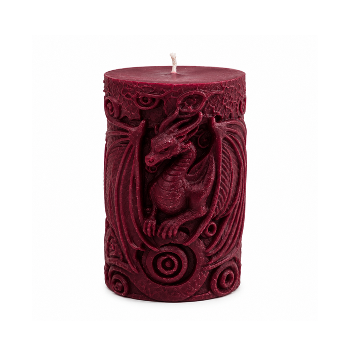 Deep Red Dragon Pillar Candle