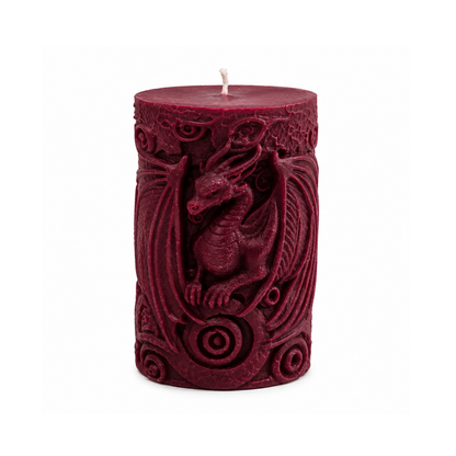 Deep Red Dragon Pillar Candle