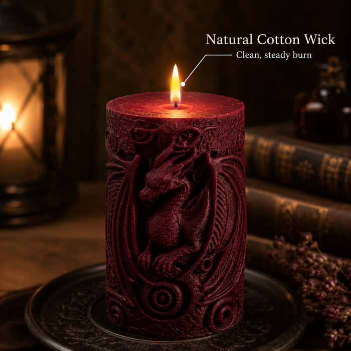 Deep Red Dragon Pillar Candle