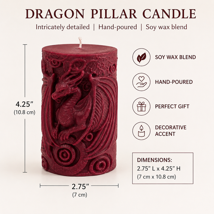 Deep Red Dragon Pillar Candle