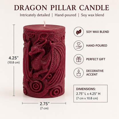 Deep Red Dragon Pillar Candle