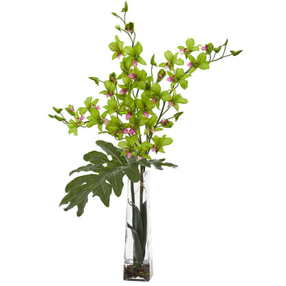 Dendrobium Tropical Orchid Artificial Arrangement in Vase