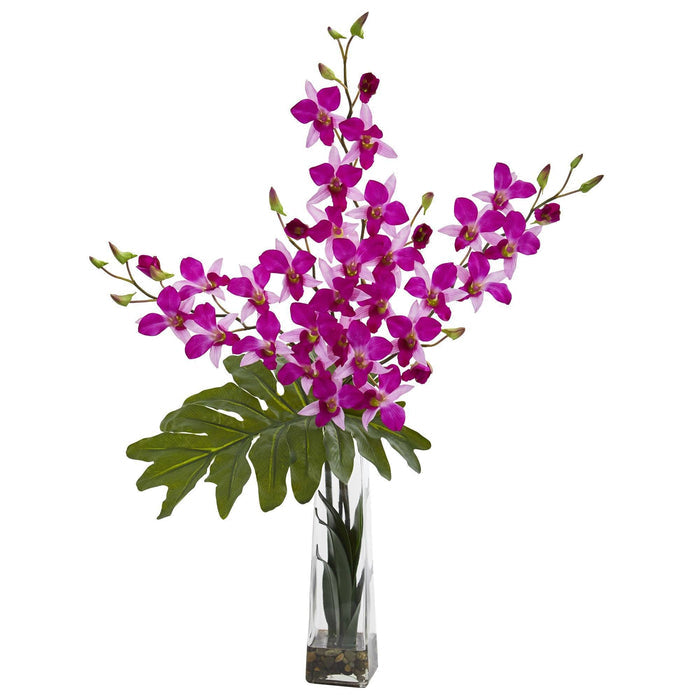 Dendrobium Tropical Orchid Artificial Arrangement in Vase