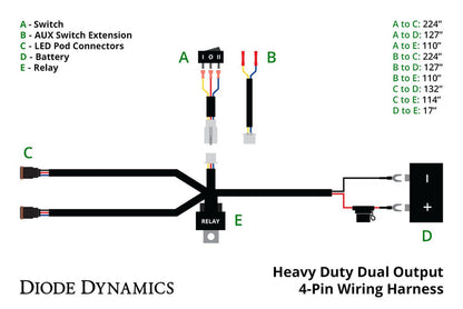 Diode Dynamics Heavy Duty Dual Output 4-pin Wiring Harness