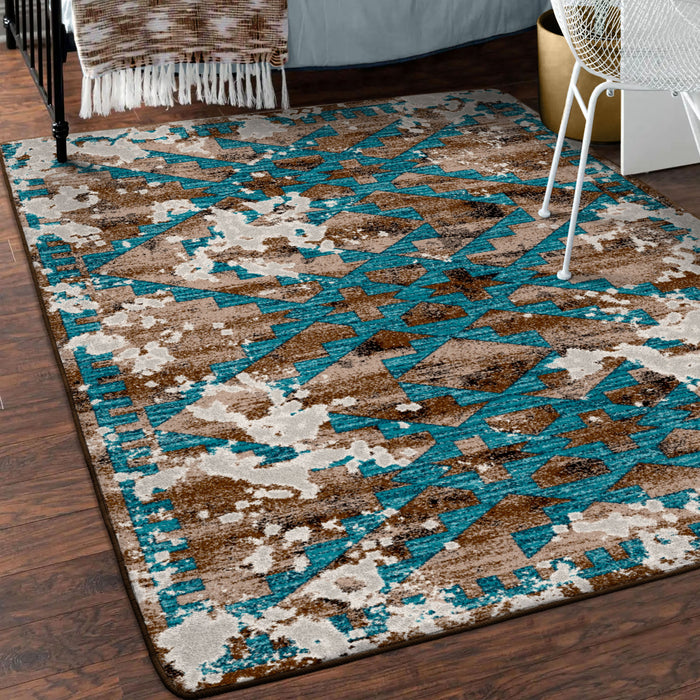 Image of an area rug, Distressed Fresco - Turquoise