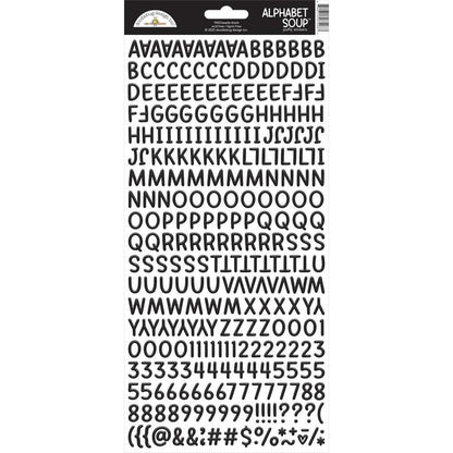 Doodlebug - Alphabet Soup Puffy Stickers 6"X13" - Select from a variety. Each sold separately. Remember spelling words in your alphabet soup? With our new alphabet soup puffy stickers, the possibilities are endless! Available at Embellish Away located in Bowmanville Ontario Canada.