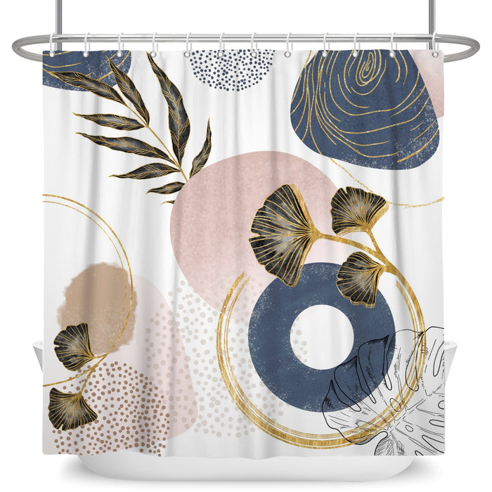 Dot White Gold Plants Shower Curtain