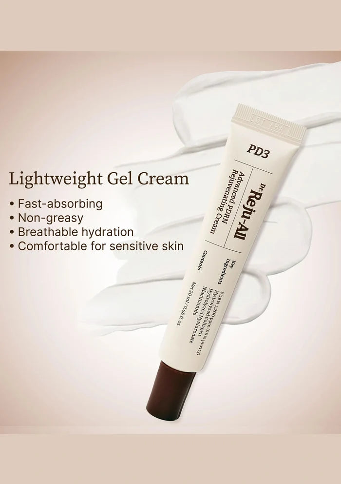 Tube of Lightweight Gel Cream with text on a soft background