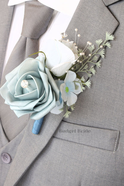 Dusty Blue Cascading Handmade Wedding Bouquet- $65.00| Dusty Blue