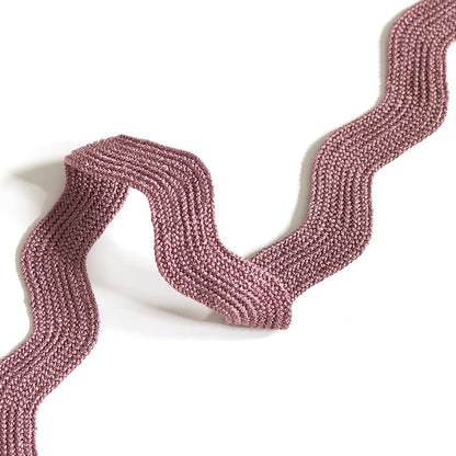 Dusty Rose rickrack trim in a soft textured fabric, offering a customizable, made-to-order design detail option.