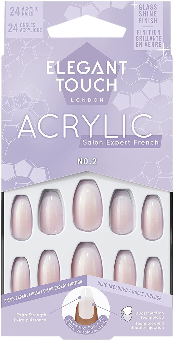 Elegant Touch Acrylic French Coffin Nails No.02