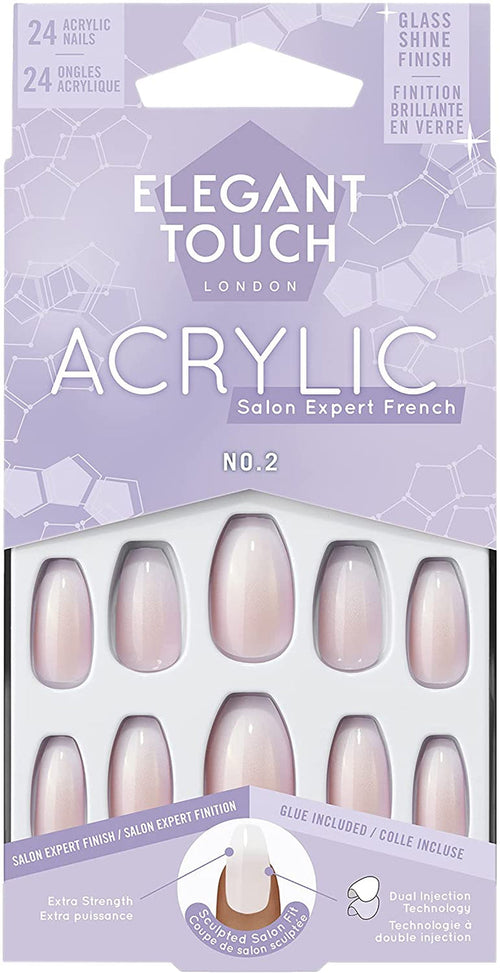 Elegant Touch Acrylic French Coffin Nails No.02