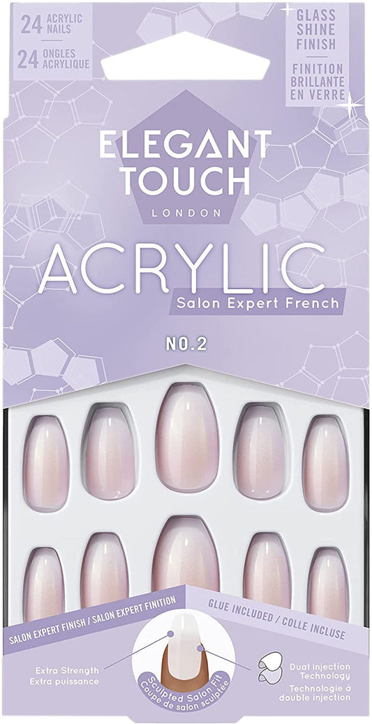 Elegant Touch Acrylic French Coffin Nails No.02