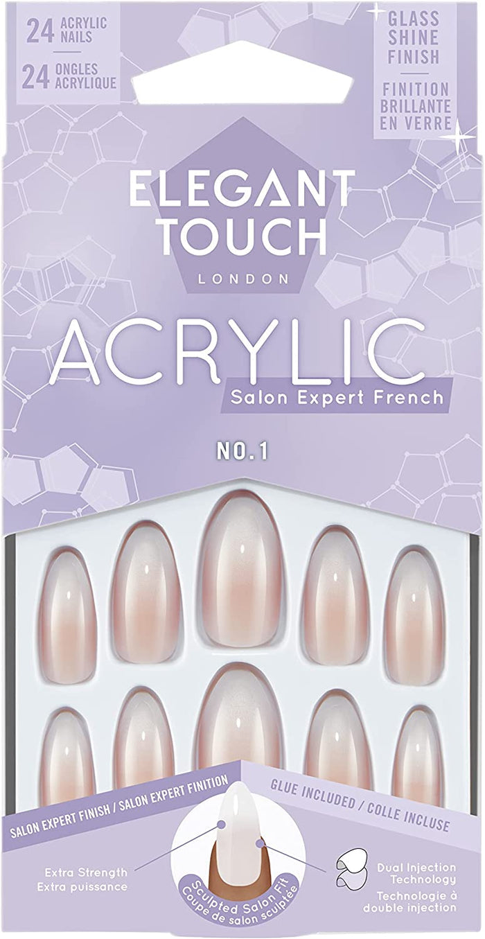 Elegant Touch Acrylic French Stiletto Nails No.01