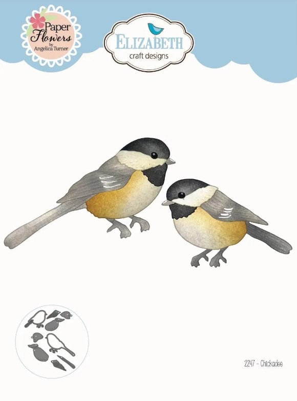 Elizabeth Craft Designs - Die - Chickadee. Includes 2 birds with detailed layers, perfect for adding dimension and charm to your nature-inspired projects. At Embellish Away in Bowmanville Ontario Canada.