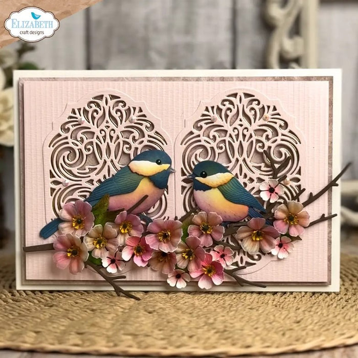 Elizabeth Craft Designs - Die - Chickadee. Includes 2 birds with detailed layers, perfect for adding dimension and charm to your nature-inspired projects. At Embellish Away in Bowmanville Ontario Canada. Example by brand ambassador.