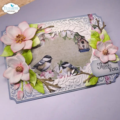 Creates 5 sizes of elegant 3D magnolia flowers perfect for adding depth and layers to your floral designs. At Embellish Away in Bowmanville Ontario Canada. Example by brand ambassador.