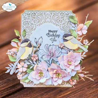 Creates 5 sizes of elegant 3D magnolia flowers perfect for adding depth and layers to your floral designs. At Embellish Away in Bowmanville Ontario Canada. Example by brand ambassador.