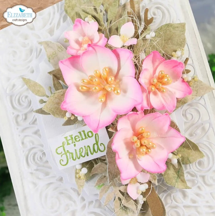 Creates 5 sizes of elegant 3D magnolia flowers perfect for adding depth and layers to your floral designs. At Embellish Away in Bowmanville Ontario Canada. Example by brand ambassador.