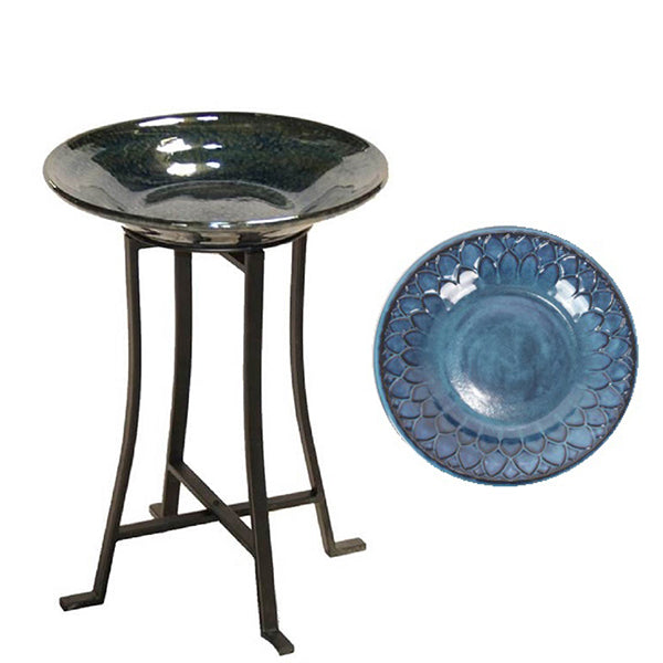 Embossed Birdbath cm. 50 (19.7") Dark Blue