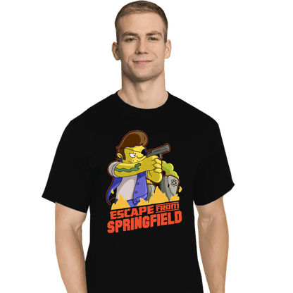 Daily_Deal_Shirts T-Shirts, Tall / Large / Black Escape From Springfield