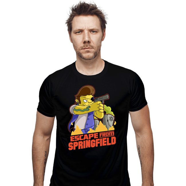 Daily_Deal_Shirts Fitted Shirts, Mens / Small / Black Escape From Springfield