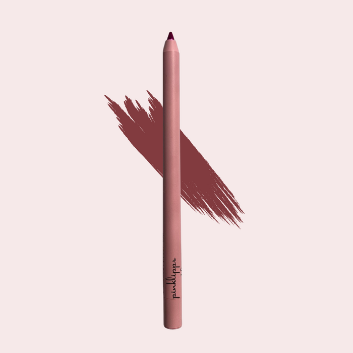 Pink Lipps Everlasting 'Warm Brown' Lip Liner with swatch on white background – rich shade showcasing warm brown.