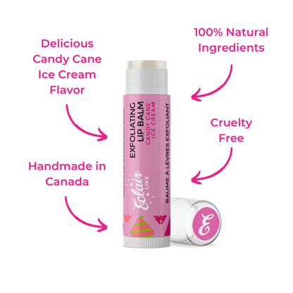 Eclair Lips Exfoliating Lip Balm - Candy Cane Ice Cream Flavor
