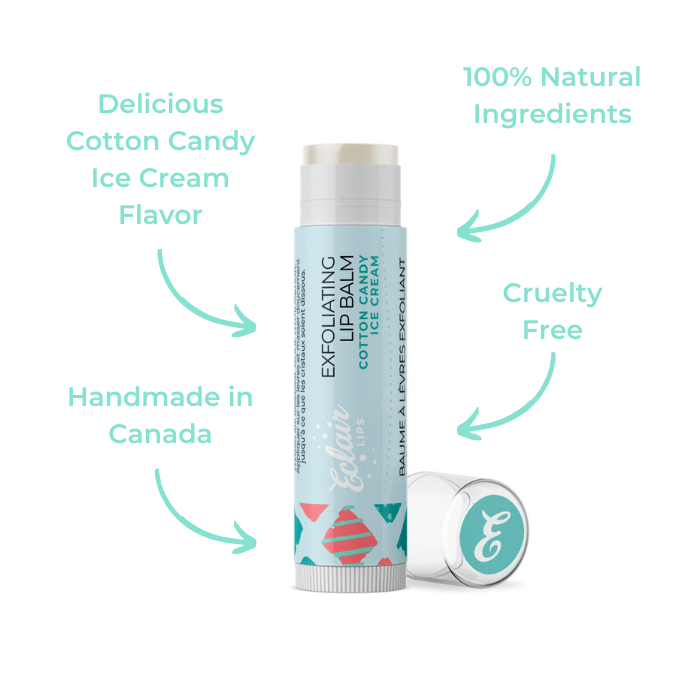 Eclair Lips Exfoliating Lip Balm in Cotton Candy Ice Cream flavor