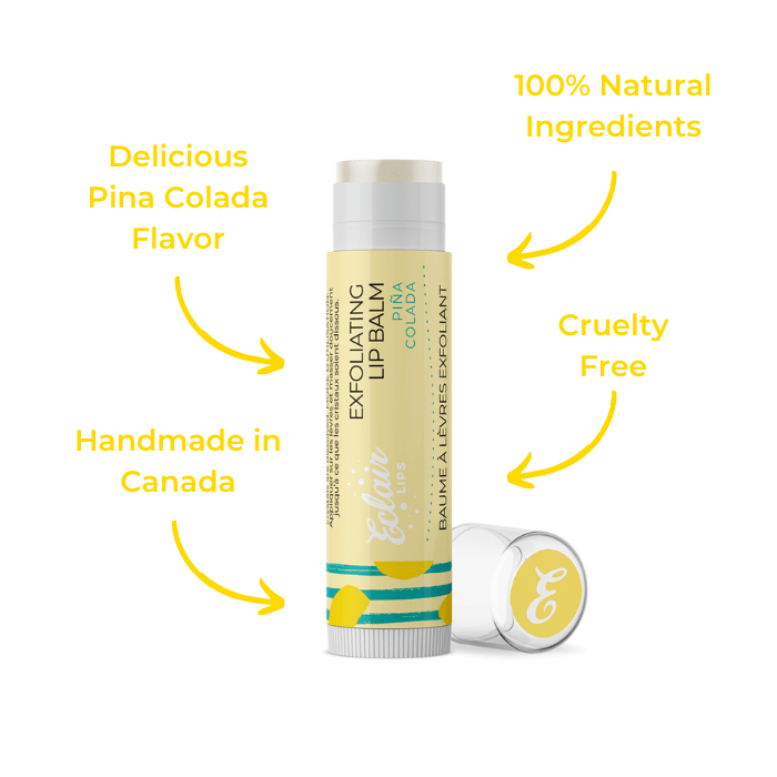 Exfoliating Pina Colada lip balm, 100% natural, cruelty-free, handmade in...